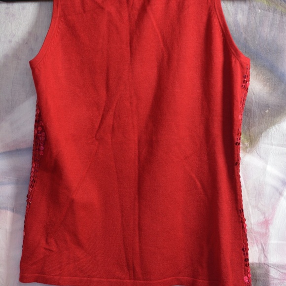Red Sequinned Tank Top SZ M - Picture 4 of 4